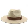 Xfhh Frauen Eimer Khaki weiß Band Band Männer Stroh Sommer Schutz Panama formelle Sonnenhüte Ombreros de