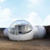 Tente dôme gonflable personnalisée avec salle de bain et entrée glamping sphère transparente bulle el Camping familial Igloo Livin219I