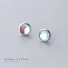 Oryginalne 925 Sterling Silver Moonstone Vintage Round Stud Kolczyki Dla Kobiet Rose Gold Color Wykwintna biżuteria 210707