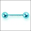 Zungenringe Körperschmuck Edelstahl Lange Industrie Barbell Ring Nippel Bar Piercing 1,6 mm Tragus Helix Ohr 348 Drop De