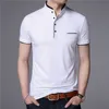 Men's Polos Men Shirt Business Casual Solid Male Short Sleeve High Quality Pure Cotton Thin Slim Camisa