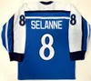 24S Finland Suomi #4 KIMMO TIMONEN 8 TEEMU SELANNE 27 Teppo Numminen HOCKEY JERSEY Uomo Ricamo cucito Personalizza qualsiasi numero e nome