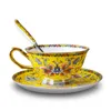 European Bone China Enamel Coffee Cup and Saucer British Afternoon Tea Cup Set Household Retro Luxury Coffeware Set
