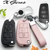 Leather Car Key Case For Audi A1 A3 A4 A5 Q7 A6 C5 C6 Car Holder Shell Remote Cover CarStyling keychain For Car Accessories2559536