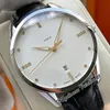 Traditionnelle Miyota 8215 Automatische Mens Horloge Stalen Case White Dial Diamonds Markers Zwart Lederen Band Horloges 10 stijlen Puretime01 E124A1