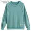 Vimly Hoodies Women Vintage O Neck Loose Solid Harajuku Autumn Pullover Memale Sweatshirt Sudaderas F0665 201210