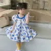 Costume d'enfants bébé fille robe Prinsessenjurken Meisjes filles été 2021 bleu jaune robes enfant en bas âge Q0716