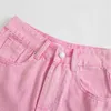 TRAF femmes mode couleur unie Denim Shorts rétro taille haute bouton patte court jean Streetwear 210719