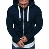 Men's Hoodies & Sweatshirts Mens Plus Size Tracksuit 2021 Autumn Winter Drawstring Pocket Hooded Sweatshirt Long Sleeve Zip Slim Coat Male J