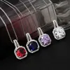 Crystal Womens Necklaces Pendant Copper silver plated short female shiny zircon square Diamond simple clavicle chain gold