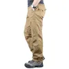 Homens Calças de Carga Casuais Multi Bolsos Militares Calças Táticas Pantalon Hombre Homens Sweatpants Long Calças Plus Size 3XL 210707