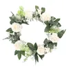 Decorative Flowers & Wreaths Artificial Rose Flower Wreath Green Leaf Garland For Home Office Front Door Wall Party Wedding Decor