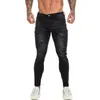 Erkekler Slim Fit Yırtık Erkek Kot Büyük ve Uzun Boylu Streç Siyah Erkekler Jeans Erkekler için Sıkıntılı Elastik Bel ZM144
