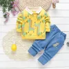 Bebek Erkek Giyim İlkbahar Sonbahar Yenidoğan Moda Pamuk Mont + Tops + Pantolon 3 adet Toddler Çocuk Casual Setleri 210309