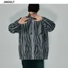 Youth Men Bomber Jacket Loose Long Sleeve Windbreaker Zipper Zebra Striped Jackets Coats Male Outwear Brand Clothing 210528