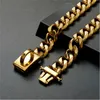 15MM Golden Dog Chain Stainless Steel Slip Pet Gold Chain Cuban Pet Dog Chain Collar accessories