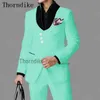 Thorndike Ultimo disegno Collare alla coreana Abito da uomo monopetto Custome Homme Arancione Tuxedo Uomo Bello Abbigliamento sottile Giacca Pantaloni X0909