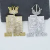 Big Boss Letters Crown Shaped Initial Halskette Anhänger mit Seilkette Iced Out Bling 5A Kubikzircon Hip Hop Herren Jungen Schmuck