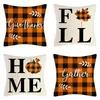 Taie d'oreiller Halloween Thanksgiving Buffalo Check Farmhouse Décorations Orange Noir Citrouille Feuilles D'érable Extérieur Coussin Décoratif Co