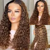 1B/30 koronkowe przednie peraki ludzkie włosy Ombre Brown Curly 360lace Frontal Peruki Peruvian 5x5lace Closure Peruka dla kobiet wstępnie wybielone Bielone Bleasted Nanots Full Lacewigs