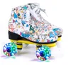 Volwassen Inline Roller Skates Kunstleer Dubbele Lijn Dames Heren Twee Skate Schoenen Patines met Wit PU Flash Skate Shoe