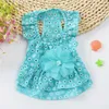 Dog Apparel 2021 Summer Cute Floral Pet Dress Vestidos For Small Dogs Princess Luxury Wedding Cats Clothes Pink/Blue