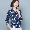 Korean Fashion Women Silk Shirts Woman Satin Blouses Print Shirt Plus Size Blusas Mujer De Moda Femininas Elegante 210531