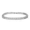 3mm stone 18cm long 925 sterling silver princess cut zircon barcelet bangle for women wedding bride fashion jewelry S4798