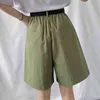 Flectit Kvinnors Bermuda Shorts Bomull Hög midja Wide Leg Front Pleats Plus Size Kvinna Student Girl Casual Outfit 210719