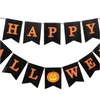 Lycklig Halloween Banner Flaggor Dekorationer Pumpa Banners Garland Dörr Garden Foto Props Hängande Party Supplies