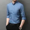 Chemises habillées pour hommes chemise à manches longues mince sans fer coton décontracté haut blanc coréen jeunesse affaires couleur unie mode Vere22