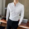 Haute Qualité Chemises D'affaires Hommes Rayé À Manches Longues Casual Robe Formelle Chemise Mince De Mariage Parti Social Blouse Chemise Homme 210527