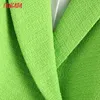 Tangada Women Double Breasted Green Tweed Crop Blazer Coat Vintage Short Sleeve Lady Outerwear BE802 210609