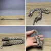 Chaîne à maillons à collectionner Vieux Tibet Argent Tissage Dragon Chinois Plaqué Bracelet Double Creux Silv P9t7 Fawn22