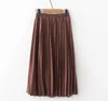 Lizkova Pink Pleated Skirt Mulheres Plus Size Midi Jupes Primavera Mujer Elastic Waist Casual Flades Pyq011 210619