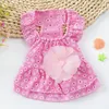 Dog Apparel 2021 Summer Cute Floral Pet Dress Vestidos For Small Dogs Princess Luxury Wedding Cats Clothes Pink/Blue