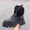 2021 Mode Bottes Romaines Femmes Designers Rois Chaussures Cheville Martin Boot Pocket Noir Bootss Nylon Militaire Inspiré Combat avec Boîte Petite