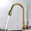 Uythner Modern Faucet Luxury Brass Gold Kitchen Faucet Rotatable Mixer Tap Single Sharp Handle Single Hole &Cold Water 210724