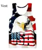 2022 Fashion Summer 3D T-shirt American Flag eagle Stripe Style Vest Short Sleeve Top Sweatshirt Zip hoodie Pocket Jacket Plus Size