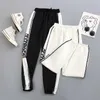 Automne Harajuku BF Hip Hop Casual Lettre Pantalon imprimé Plus Taille Femmes Taille haute Cargo Lâche 210531