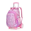 Student School Bag Rolling Rugzak Kids Trolley Bag voor Meisjes School Rugzak Wiel Tas Kind Waterdichte Rugzak Wielen 210901