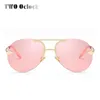 TWO Oclock surdimensionné pilote lunettes de soleil femmes Vintage Transparent rouge lunettes de soleil sans monture Aviation lunettes R661671234034