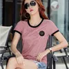 Shintimes Poleras Mujer Tshirt Femme Stripe Femme T Shirt Femmes Coton Slim T-Shirt Femme D'été Casual Camiseta Feminina 210315