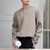 남자 캐주얼 셔츠 패션 남성 셔츠 ver lek long sleeve streetwear 단색 한국 불규칙한 2021 버튼 느슨한 카미사