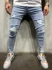 Euhight Street Mäns Slim Small Fötter Broken Hole Jeans Byxor Modig Ungdom Klassisk stil Storlek Denim Pants X0621