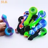 2021 Mini tigela de vidro colorida Silicone Tubos de fumantes de vidro queimador de óleo Dab palha Tubos fumantes de tabaco Acessórios para ervas Dry 420