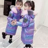 Kış Çocuk Kız Giyim Mor Uzun Parka Ceket Bebek Kız Giysileri Faux Kürk Ceket Snowsuit Giyim Çocuklar Kapüşonlu Tunik 211027