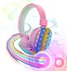 Mocowany głowy Cute Rainbow Bluetooth Stereo Zestaw słuchawkowy dla dzieci, zabawki Fidget Sensory Push Squeeze jako prezent