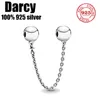 Neue hochwertige 925 Sterling Silber Sicherheitskette Charms Perlen passen Original-Pan-Armbänder DIY Schmuck machen Geschenk Q0531