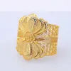 Luxury Indian Big Wide Bangle 24k Gold Color Flower Bangles For Women African Dubai Arab Wedding Jewelry Gifts1814526